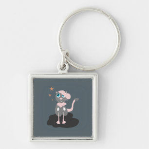 Kids Cat Illustration Cute Cartoon Kitty Key Ring