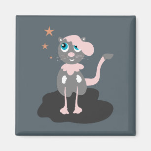 Kids Cat Illustration Cute Cartoon Kitty Magnet