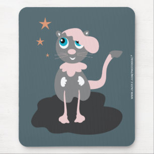 Kids Cat Illustration Cute Cartoon Kitty Mouse Pad