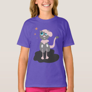 Kids Cat Illustration Cute Cartoon Kitty T-Shirt