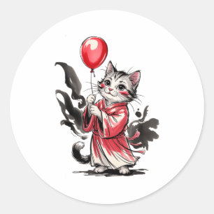 Kids Cat Painting Art Balloon Artist Fortune Life  Classic Round Sticker