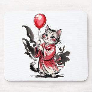Kids Cat Painting Art Balloon Artist Fortune Life Mouse Pad