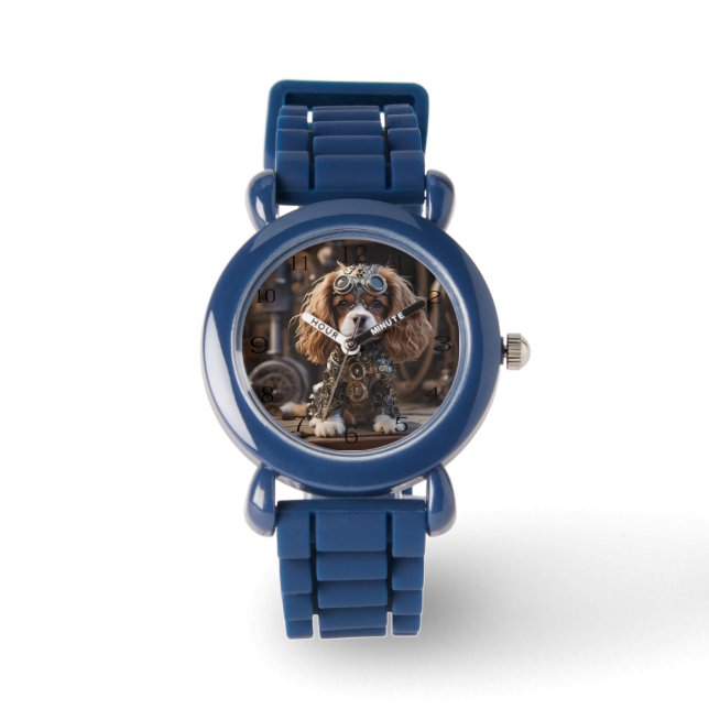 Kids Cavalier Spaniel Puppy Steampunked, Watch (Front)