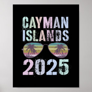 Kids Cayman Islands 2025 Vacation Surfing Cruising Poster