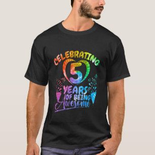 Kids Celebrating 5 Years Of Being Awesome Birthday T-Shirt