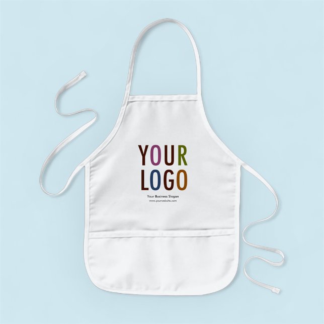 Kids Chef Apron with Company Logo or School Logo (MISOOK Kids White Apron with Logo)