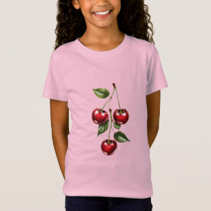Kids' Cherry Illustration Cotton T-Shirt