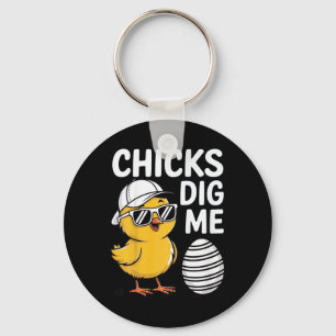 Kids Chicks Dig Me Happy Easter Boys Key Ring