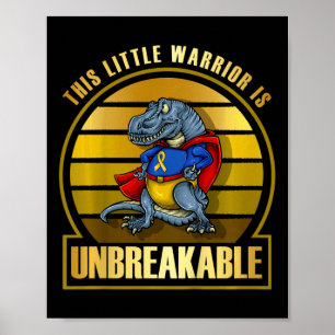 Kids Childhood Cancer Awareness Dinosaur Superhero Poster