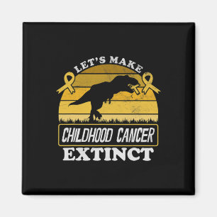 Kids Childhood Cancer Dinosaur Warrior Golden Ribb Magnet