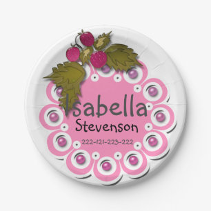 Kids childish fun pink cute girls girl pearl roman paper plate