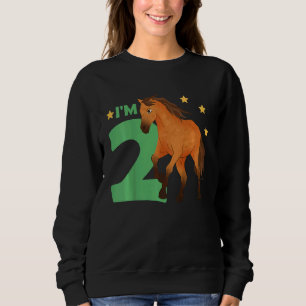 Kids Children 2nd Birthday Horse Two Years Old Rid Sweatshirt