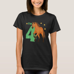 Kids Children 4th Birthday Horse Four Years Old Fe T-Shirt