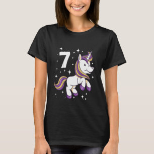 Kids Children's 7th Birthday Girl 7 Years Unicorn  T-Shirt