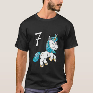 Kids Children's 7th Birthday Girl 7 Years Unicorn  T-Shirt