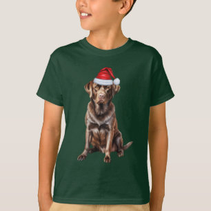 Kids Chocolate Labrador Dog Lover Funny Christmas T-Shirt