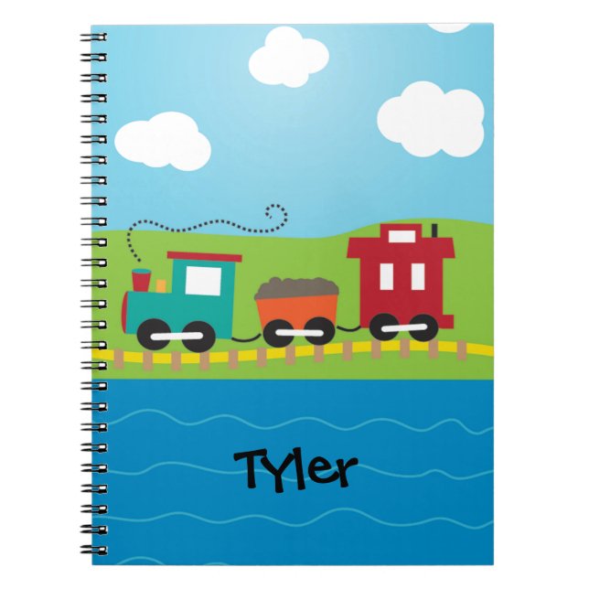 Kids Choo Choo Train Caboose Spiral Notebook (Front)
