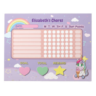 Kids Chore Board Unicorn To Do List Notepad