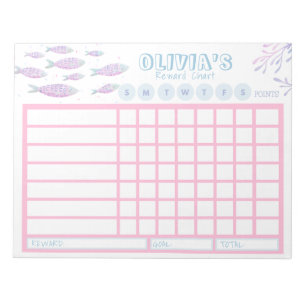 Kids Chore Chart, Personalised Underwater Chart Notepad