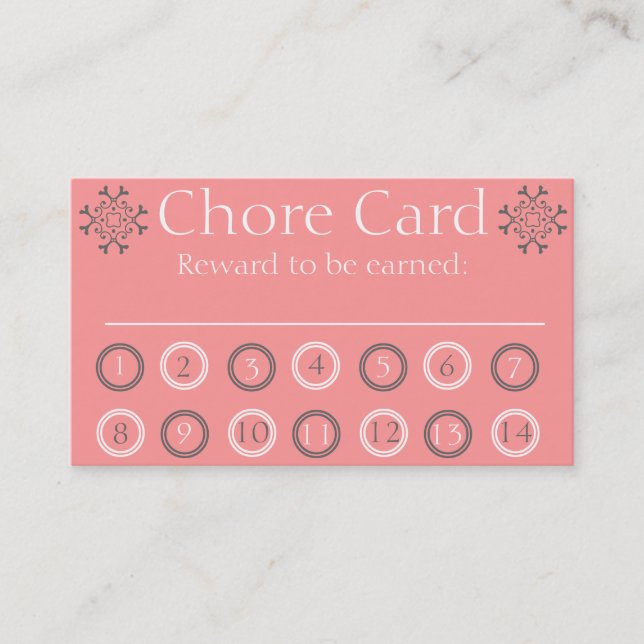 Kids chore punch card (Front)
