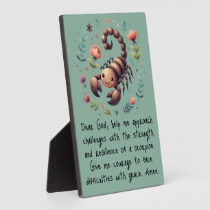 Kids Christian Prayer Woodland Scorpion on Green Plaque
