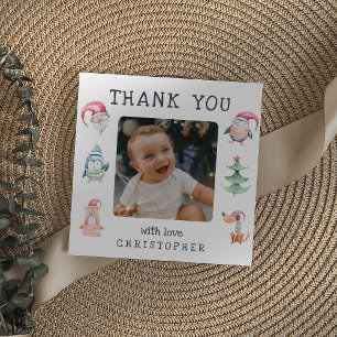 Kids Christmas 2 Photo Thank You Card