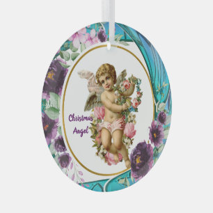Kids Christmas Angel Purple Stained Glass Wreath G Tree Decoration