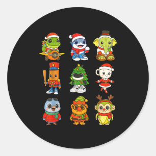 Kids Christmas Brainrot Pajama Boy Los Dicen Ai Ho Classic Round Sticker