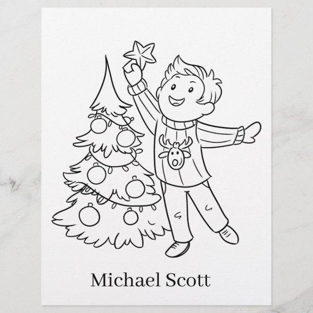 Kids Christmas coloring page add name letterhead (Front)