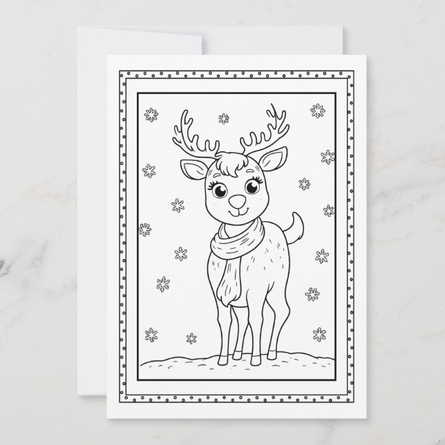 Kids Christmas Colouring Flat Note Card (Front)
