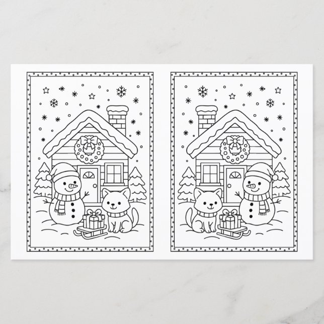 Kids Christmas Colouring Page Snowman (Front)