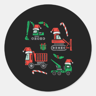 Kids Christmas Construction Vehicles Truck Xmas Bo Classic Round Sticker