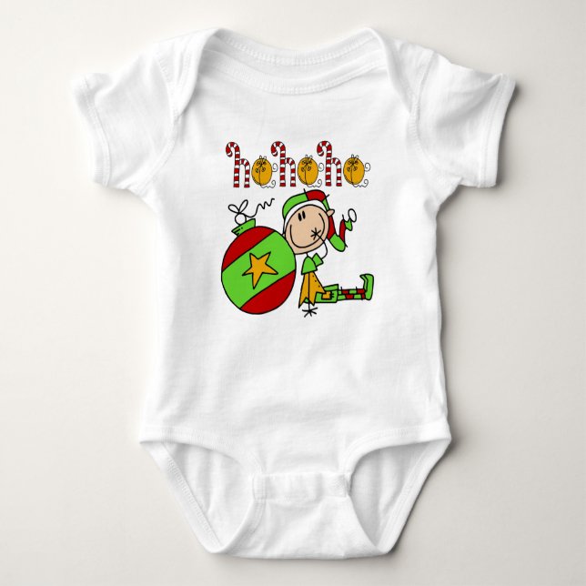 Kids Christmas Cute Elf Jingle Bells Baby Bodysuit (Front)