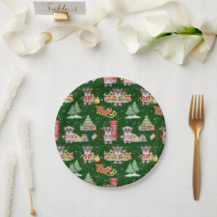 Kids Christmas Cute Festive Animals Bear Paper Plate