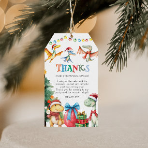 Kids Christmas Dinosaur Thank You Card Gift Tags