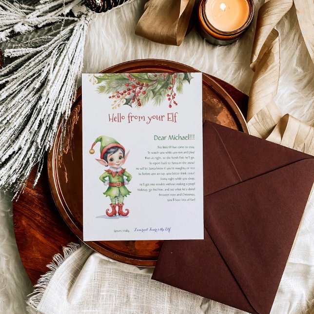 Kids Christmas Elf Boy Hello Letter Invitation (Creator Uploaded)