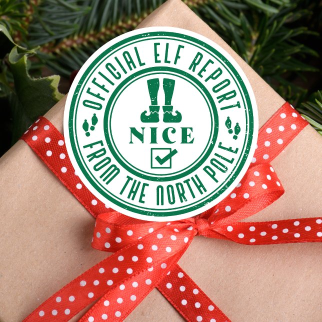 Kids Christmas Elf Nice  Square Sticker (Creator Uploaded)