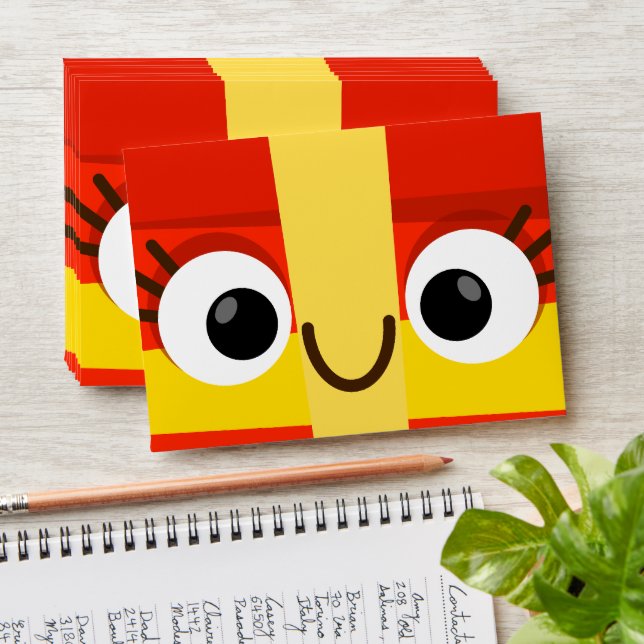 Kids Christmas Envelope with Red Cartoon Gift (Stacked)