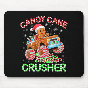 Kids Christmas Gingerbread Candy Cane Crusher Mons Mouse Pad