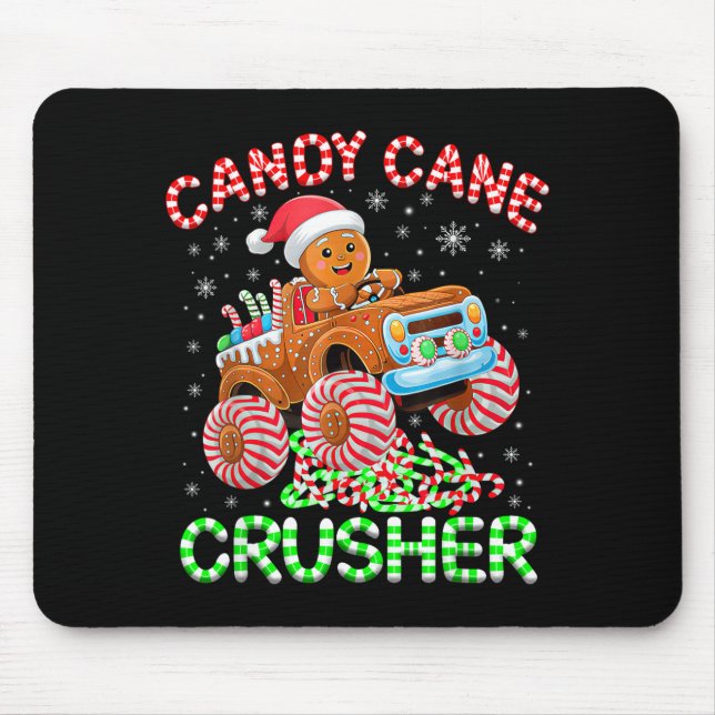 Kids Christmas Gingerbread Candy Cane Crusher Mons Mouse Pad (Front)