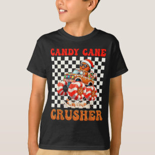 Kids Christmas Gingerbread Candy Cane Crusher Mons T-Shirt