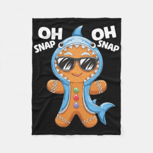 Kids Christmas Gingerbread Man Cookie Shark Oh Sna Fleece Blanket
