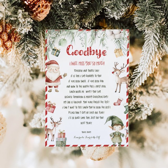 Kids Christmas Girl Elf Goodbye Letter Invitation (Creator Uploaded)