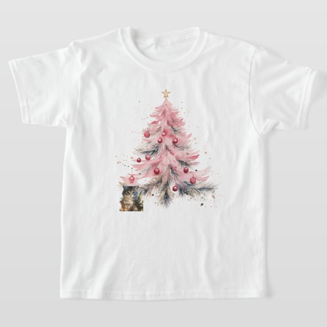 Kids Christmas Kitty T-Shirt (Laydown)