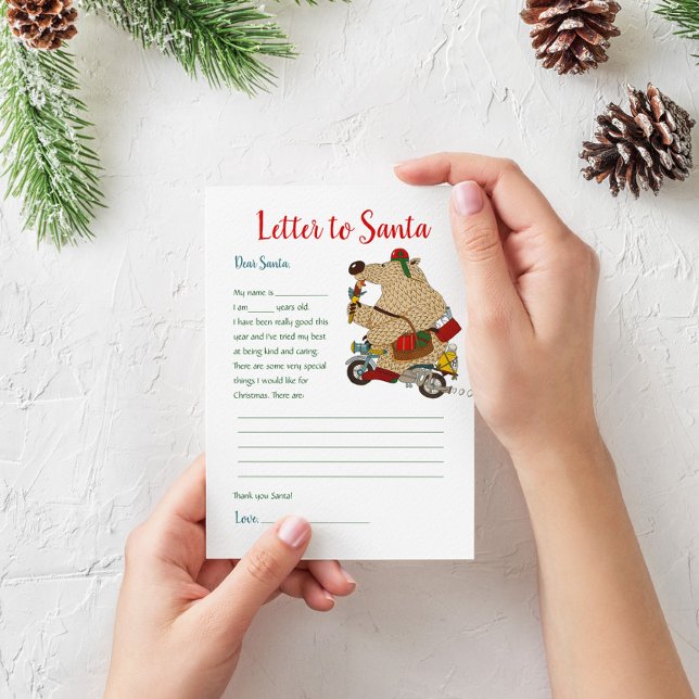Kids Christmas Letter To Santa Claus Bear Template (Creator Uploaded)