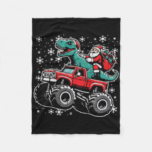 Kids Christmas Monster Truck Dino Santa Xmas Toddl Fleece Blanket