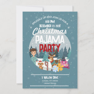 Kids Christmas Pajama Party Invitation