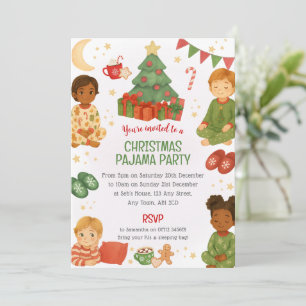 Kids Christmas Pajama Party Sleepover Invitation