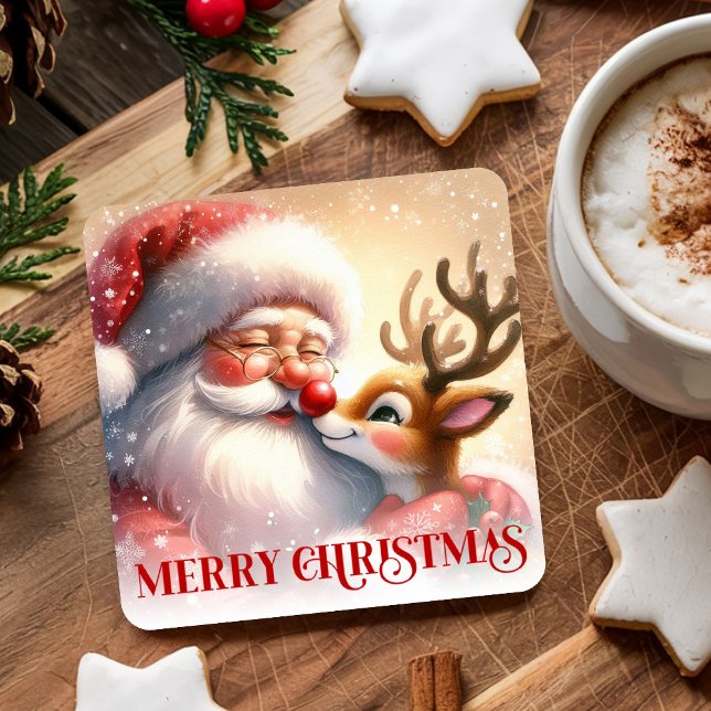 Kids Christmas Paper Coasters Santa Claus Rudolph (Kids Christmas Paper Coasters Santa Claus Rudolph)