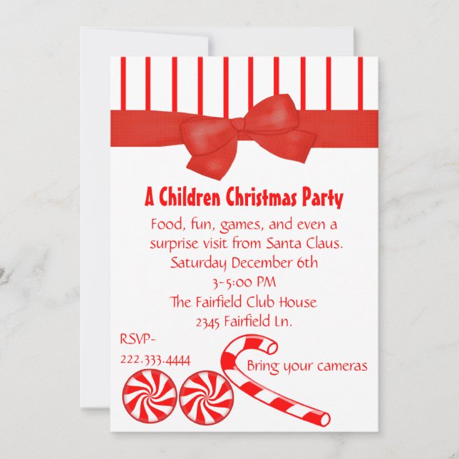Kid's Christmas Party Invitation (Front)